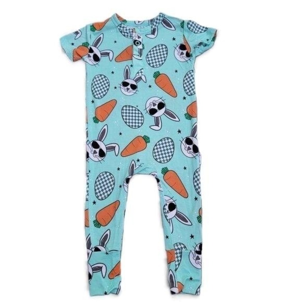 Gigi and Max Bamboo Easter Bunny Short Sleeve Romper Size 3-6m‎